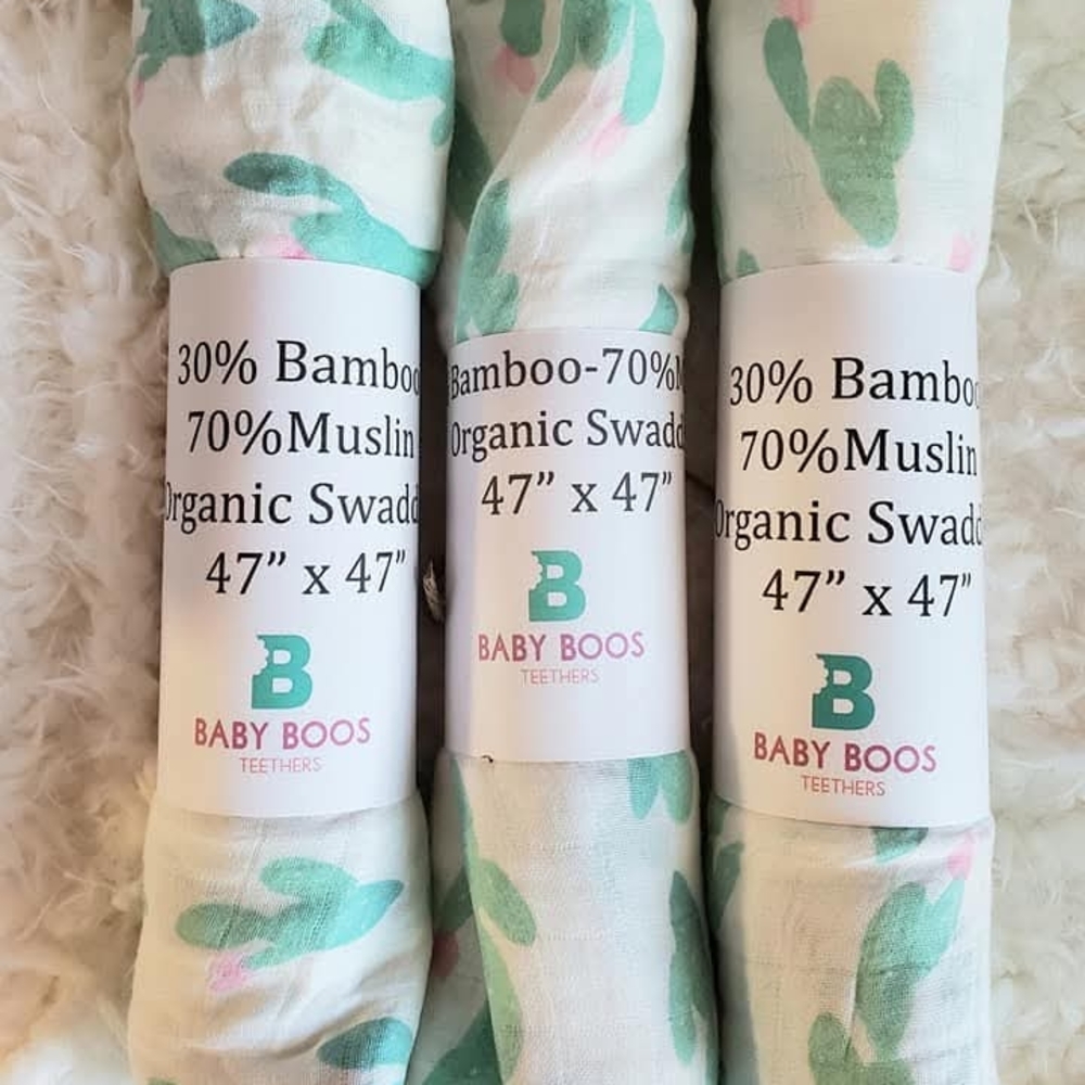 Baby Boos Organic Swaddle Blanket - Cactus Print  NWT